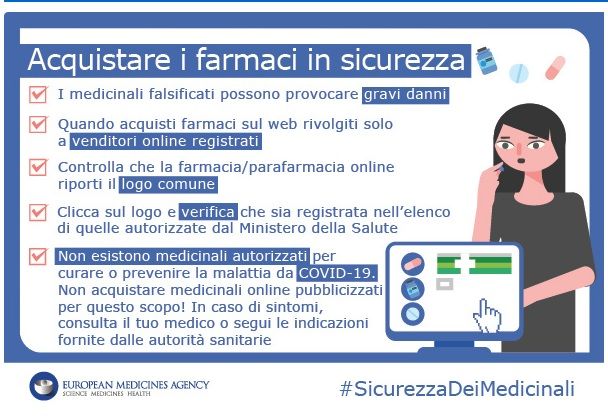 parte del testo con le indicazioni 'Acquistare i farmaci in sicurezza'