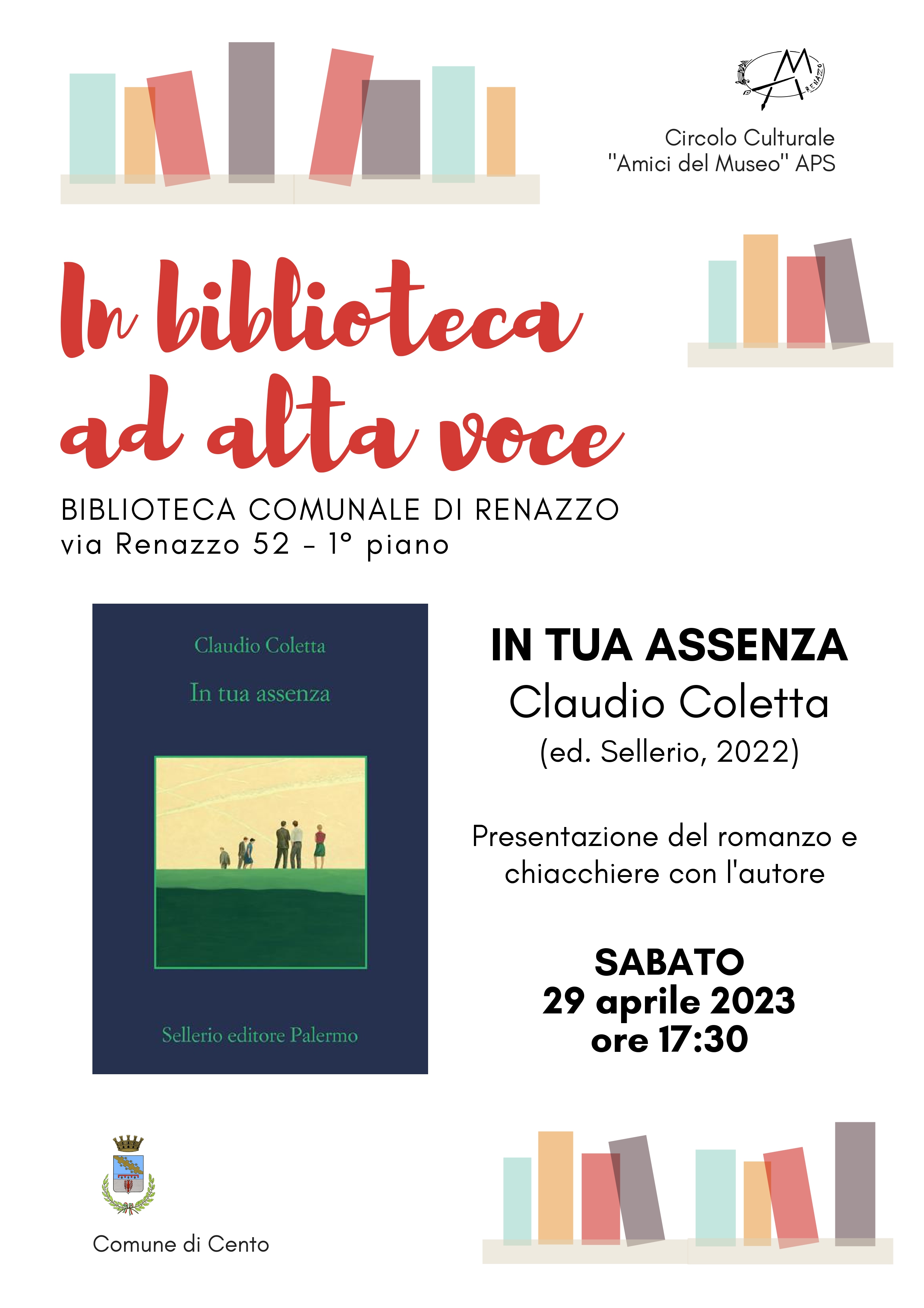 locandina informativa con copertina del libro