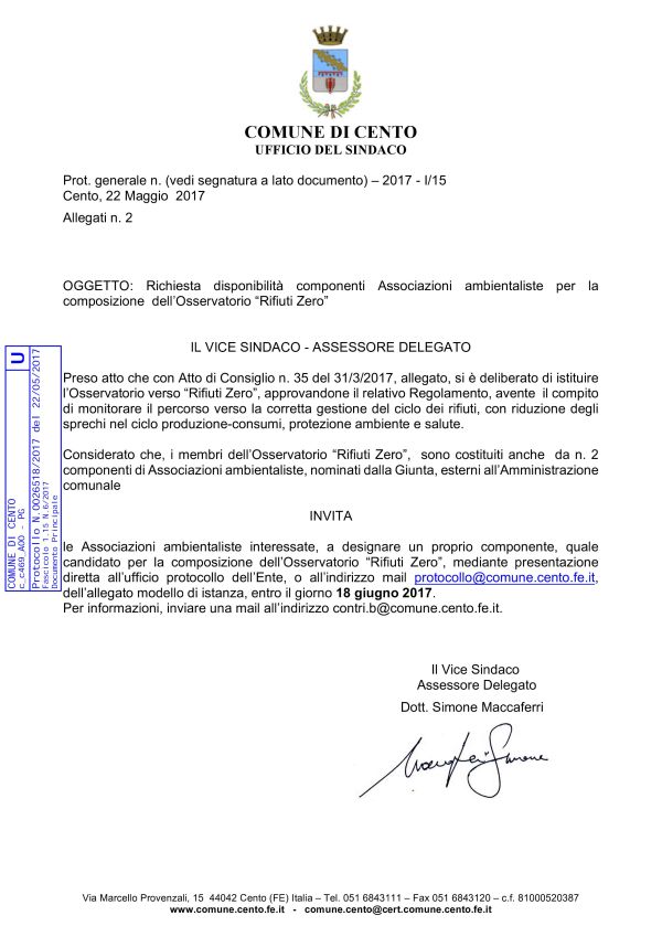 avviso rifiuti zero