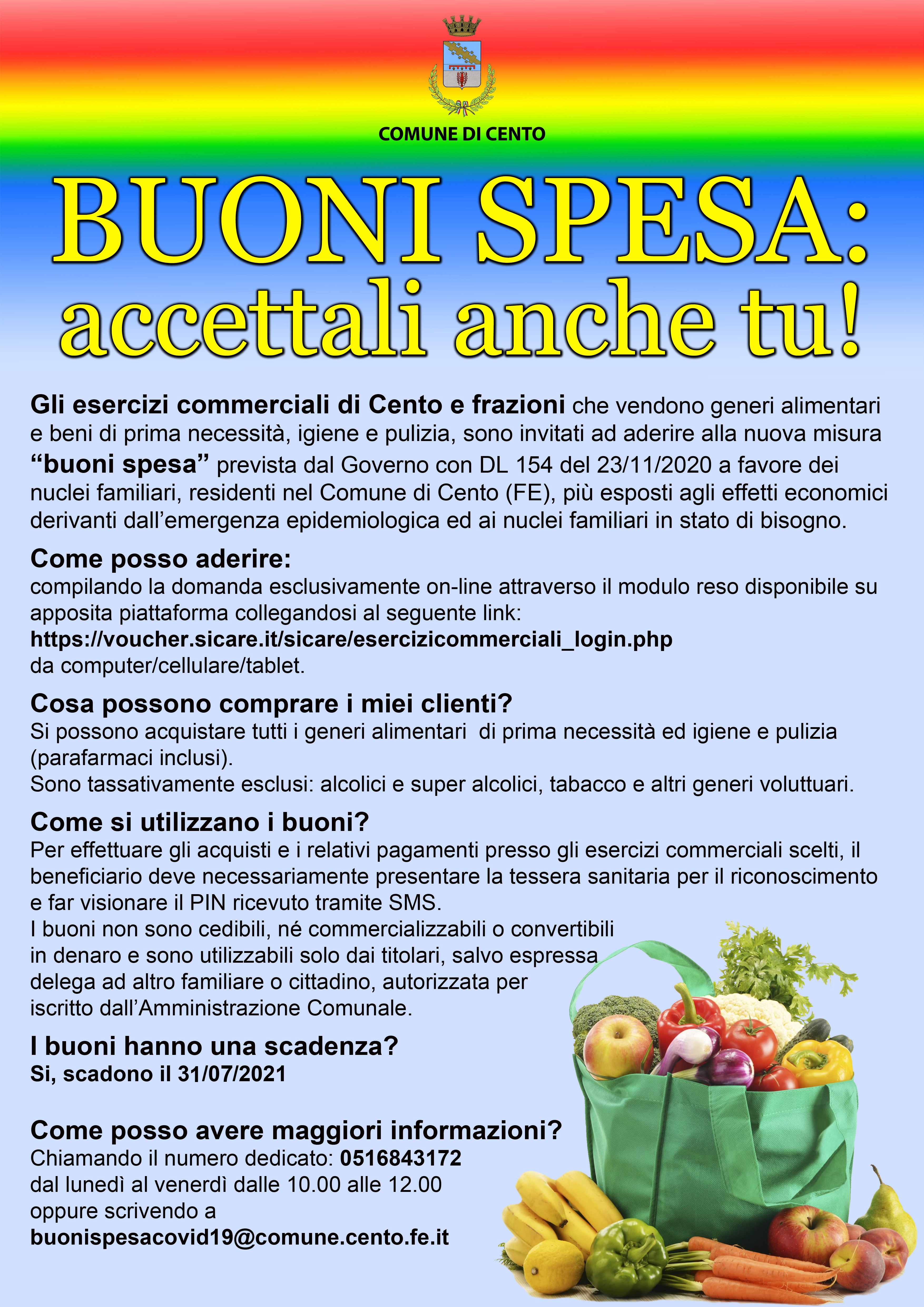 locandina spiegazioni negozianti per adesione buono spesa 
