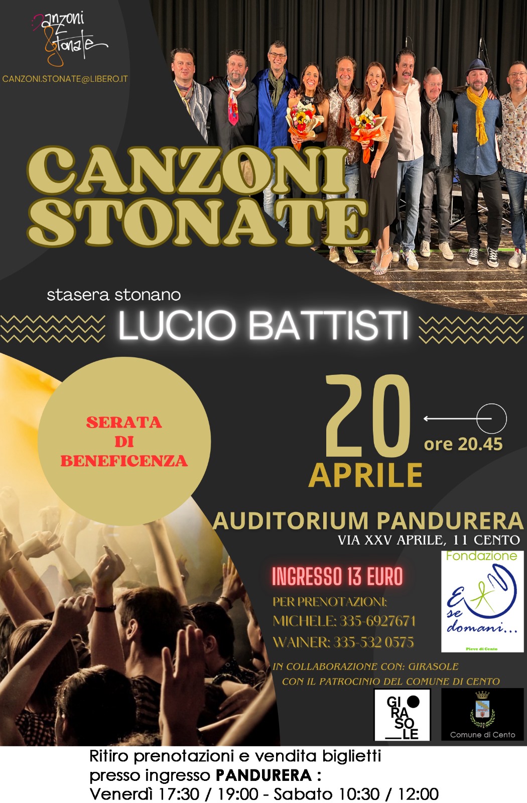 locandina eventi con fotografia della band musicale