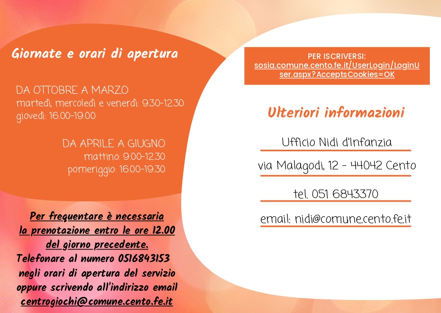 locandina informativa attività e iscrizione al Centro Bimbi