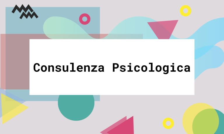 Scritta consulenza psicologica su sfondo colorato