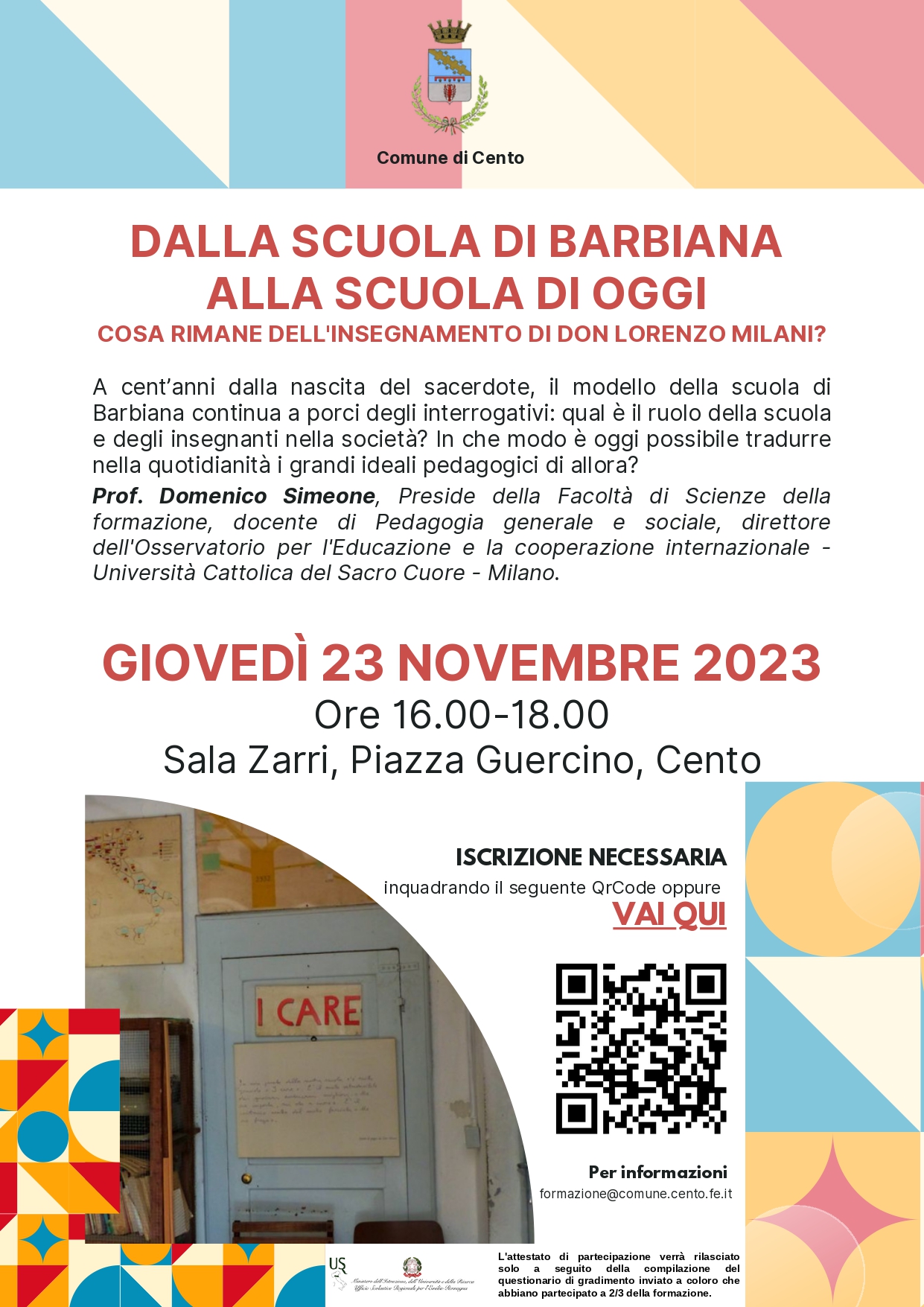 locandina informativa con qrcode iscrizione