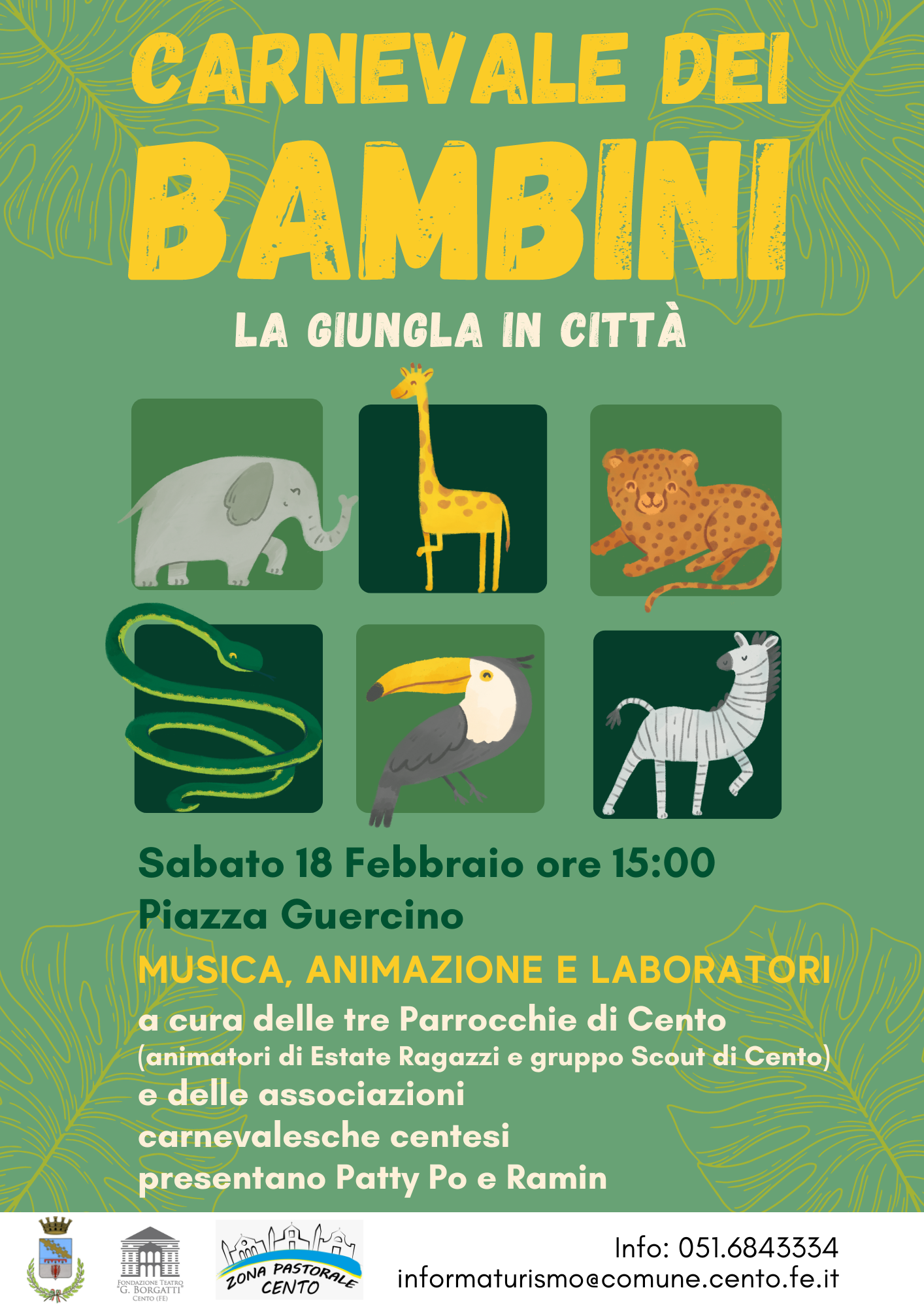 locandina informativa con disegnati animali della giungla