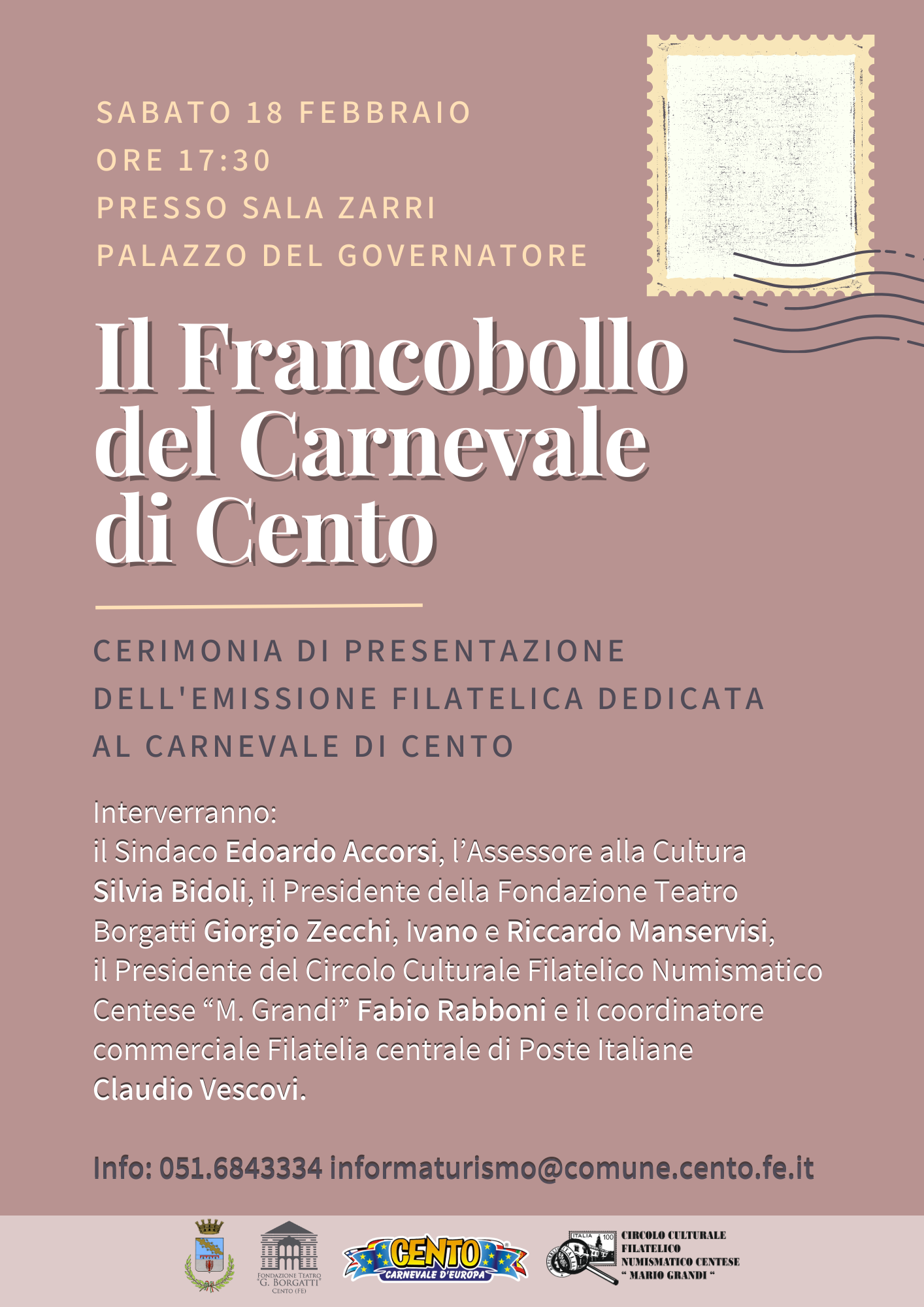 locandina informativa con stampa di un francobollo generico