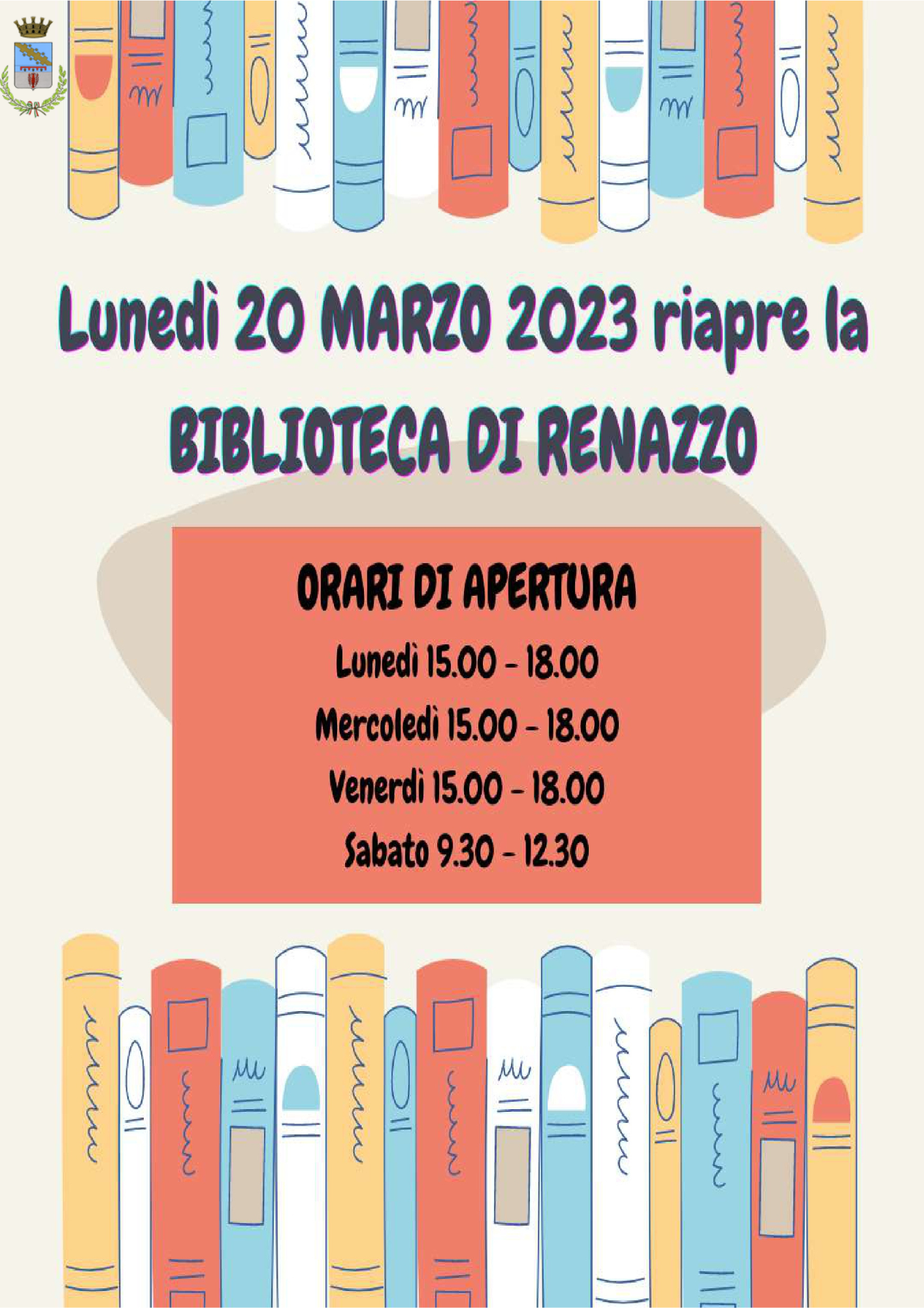locandina riapertura biblio Renazzo