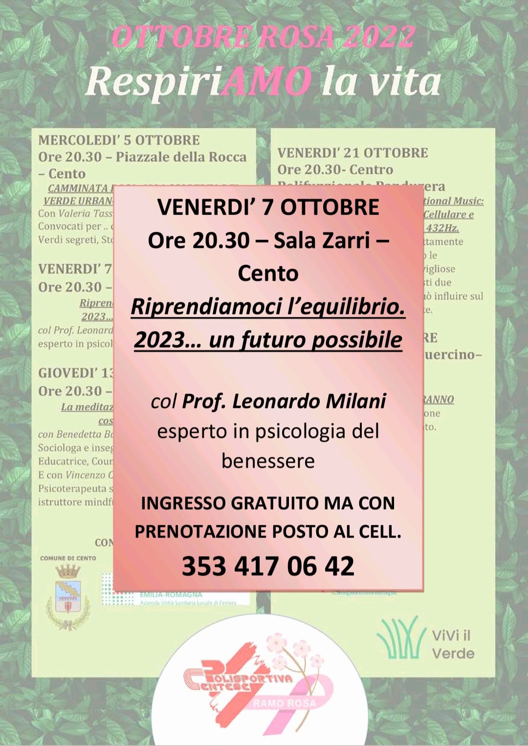 Locandina informativa Riprendiamoci l'equilibrio 7 ottobre