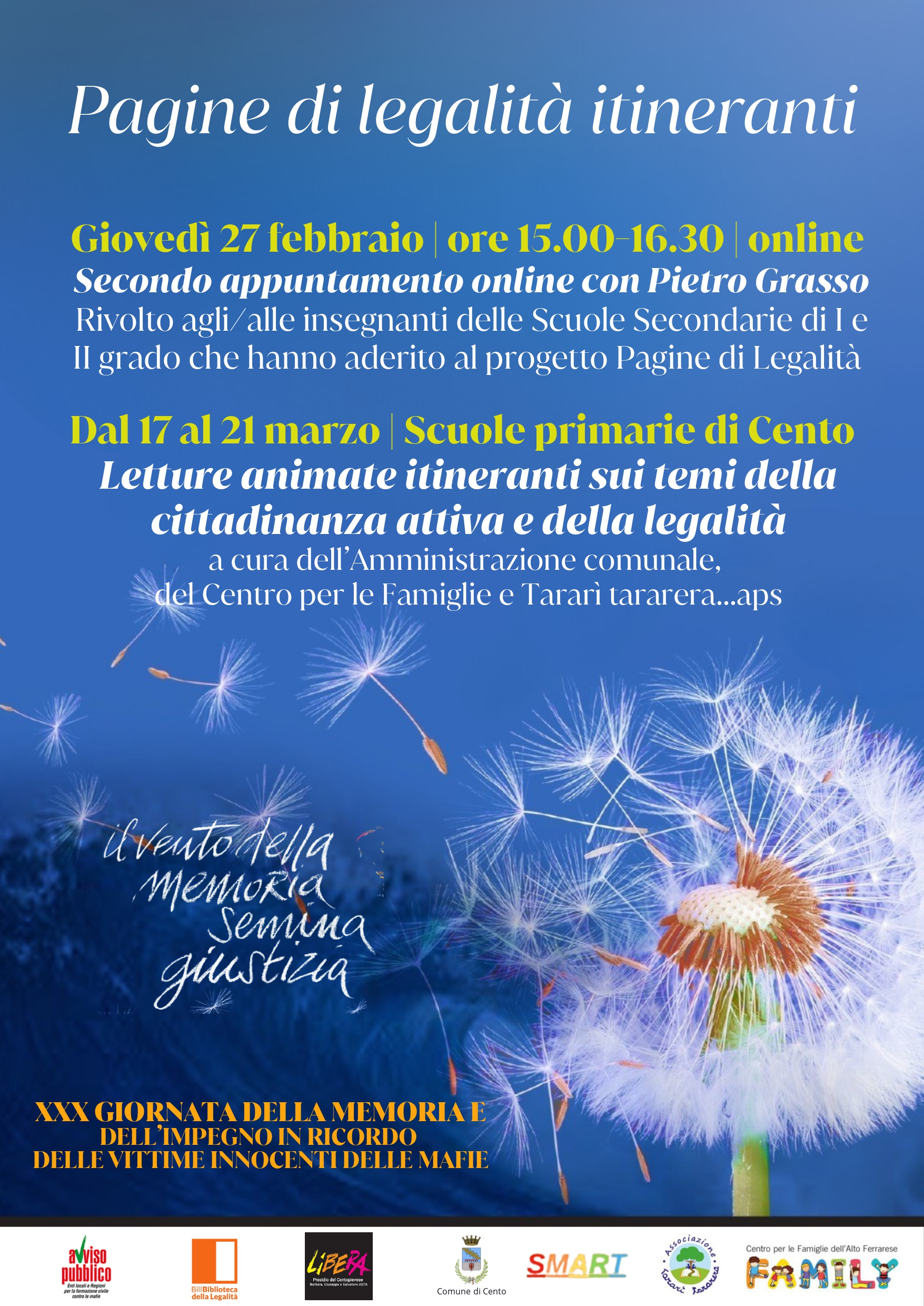 locandina letture itineranti nelle scuole settimana della legalità