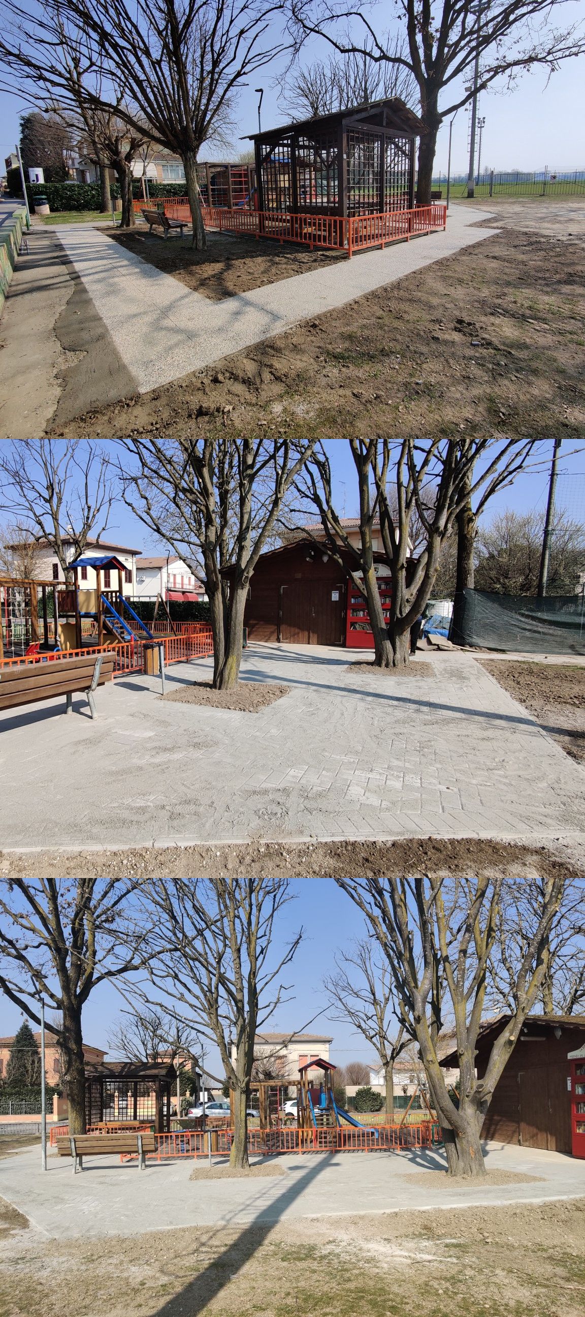 nuova pavimentazione nel parco giochi di Corporeno