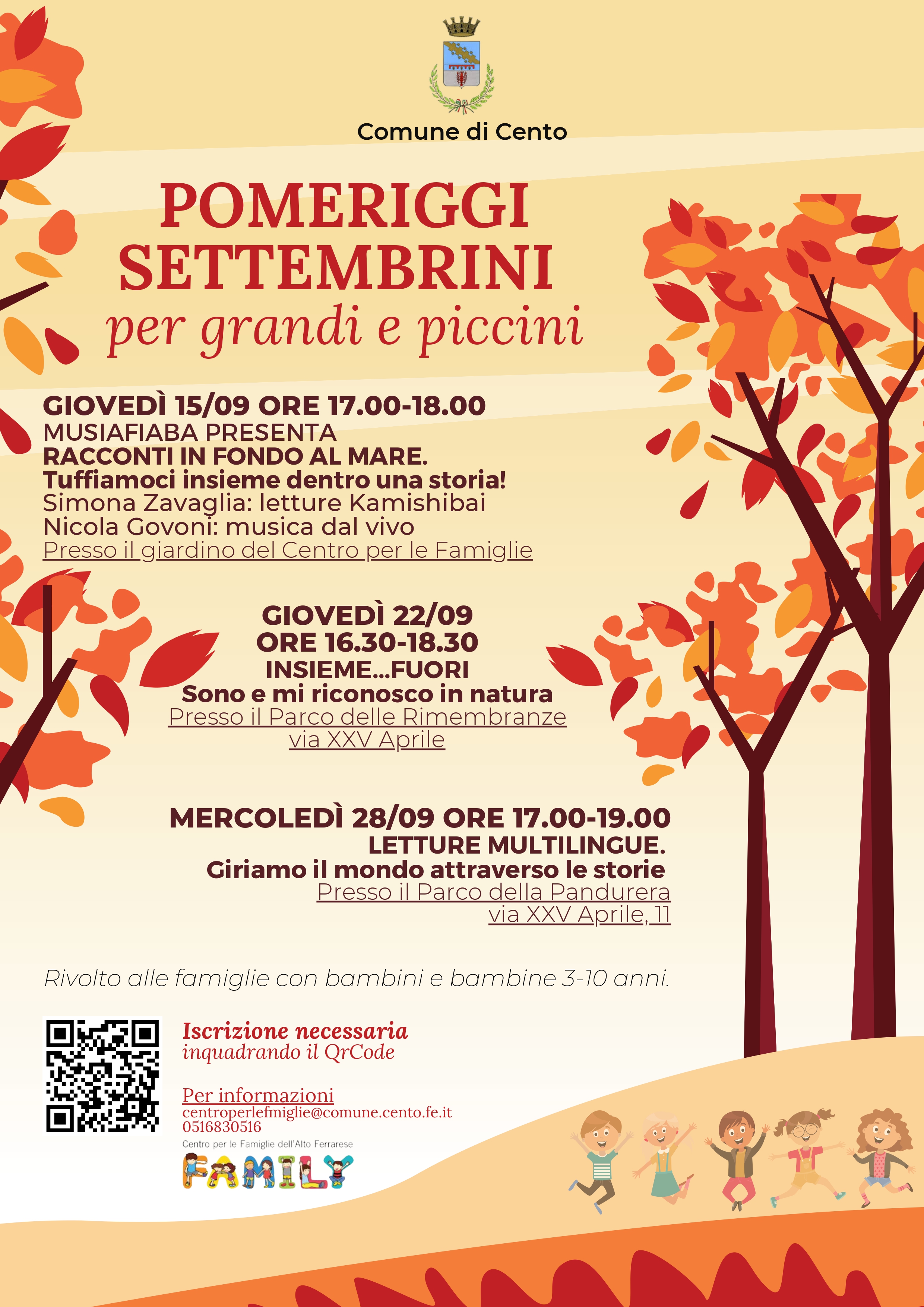 programma pomeriggi settembrini con disegno giardino e alberi