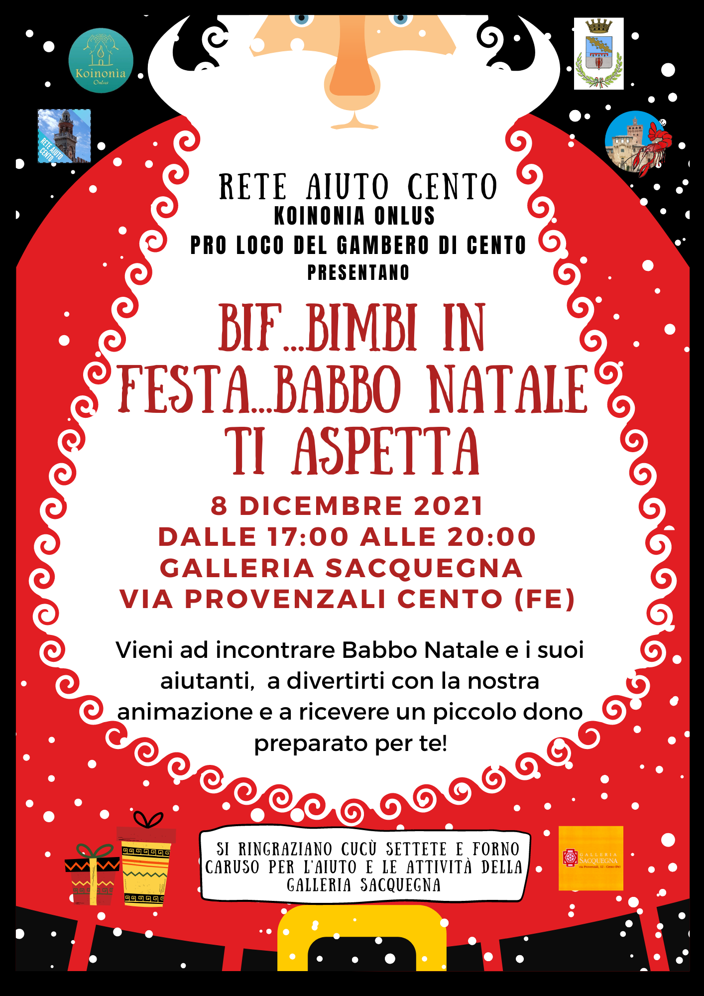 locandina descrittiva dell'evento con babbo natale disegnato