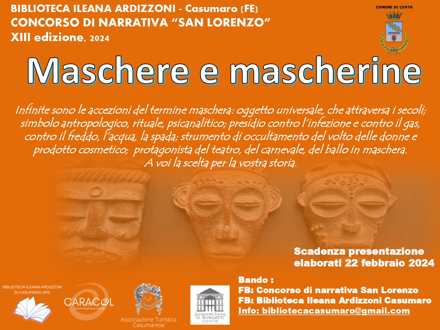 cartolina concorso con fotografie tre maschere sculture civiltà antiche
