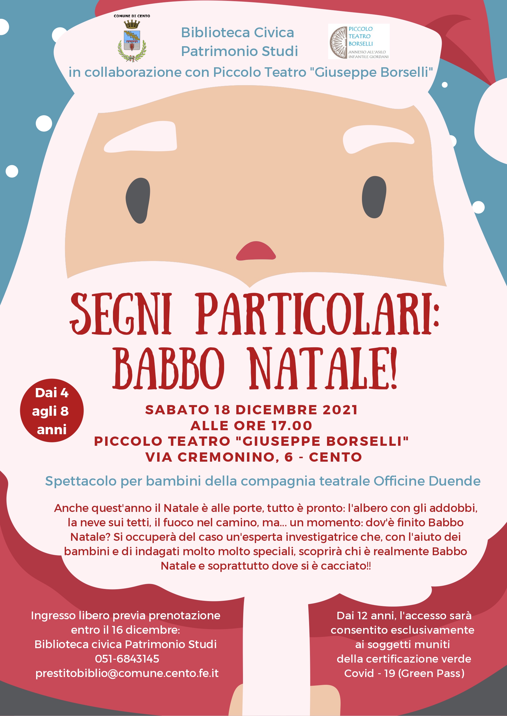 locandina descrittiva dell'evento con babbo natale disegnato
