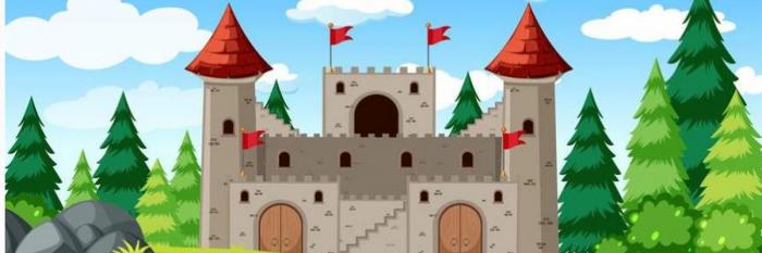 Castello con torrioni e alberi