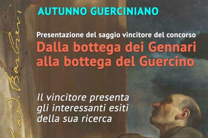 particolare locandina presentazione del saggio vincitore con quadro Guercino