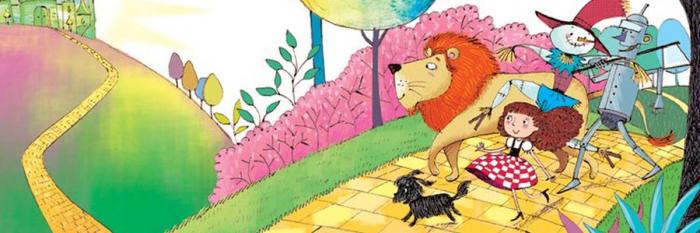 Bambina e altri personaggi camminano verso il castello