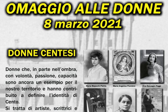 manifesto con le fotografie b-n delle donne centesi omaggiate 