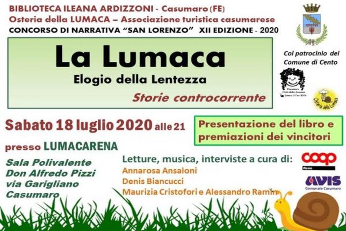 locandina premiazione concorso con informazioni evento e lumaca sul prato