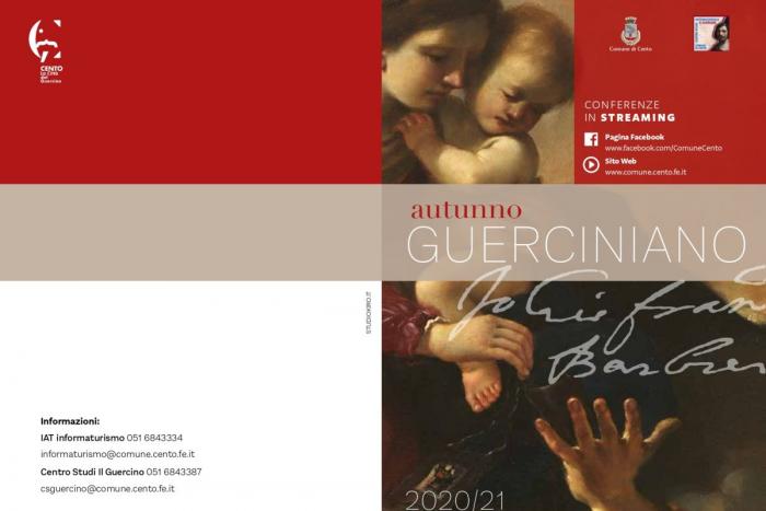copertina depliant rassegna con quadro Guercino Madonna col bambino