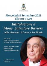 locandina presentazione evento con fotografia di Mons. Baviera