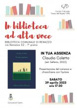 locandina informativa con copertina del libro