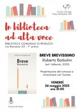 locandina informativa con fotografia copertina libro Breve Brevissimo