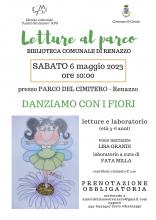locandina informativa con disegno di bambina che danza sopra un fiore