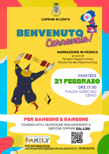 locandina evento con informazioni e disegno pagliaccio