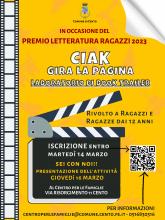 locandina informativa con disegno ciak e pellicola