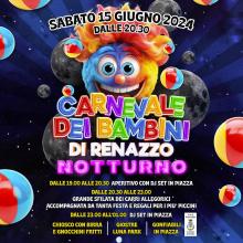 locandina carnevale dei bambini di Renazzo con pagliaccio e palloni gonfiabili
