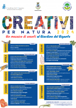 locandina programma generale con scritta lettere a mosaico