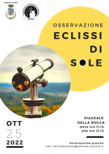 locandina eclissi con osservazione al telescopio del Sole