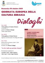 locandina con appuntamenti della giornata e copertina del libro presentato
