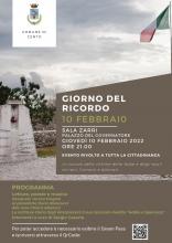 locandina informativa dell'evento con fotografia di un monumento a ricordo