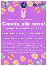 locandina informativa con disegnate uova pasquali e coniglietto colorati