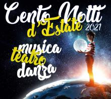 titolo evento con bambino in piedi sulla superficie terrestre e con la luna in mano