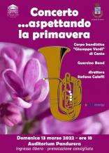 locandina informativa con disegnato il sax su sfondo fucsia con fiore di ciclamino