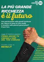 locandina della raccolta firme sull'imposta ordinaria sostitutiva sui grandi patrimoni