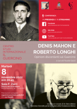 locandina evento con fotografie bn Denis Mahon e Francesco Gonzales