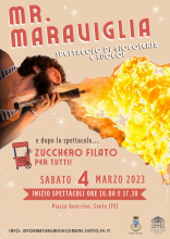 locandina con l'artista mangiafuoco