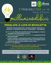 locandina informativa con lampadina accesa da una bicicletta