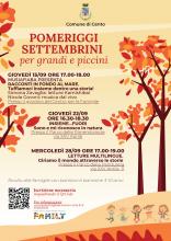programma pomeriggi settembrini con disegno giardino e alberi