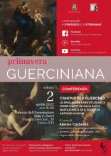 locandina informativa conferenza con sfondo quadro del Guercino
