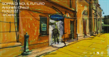 locandina informativa inaugurazione con dipinto duo artisti e loghi 