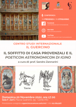 locandina informativa con particolari affreschi soffitto Casa Provenzali