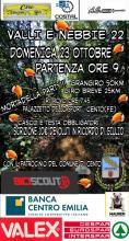 locandina informativa con loghi organizzatori e sponsor, sfondo fotografia di un bosco con disegnati i tucani