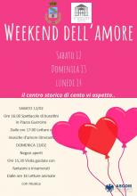locandina iniziative in rosso con palloncini a forma di cuore 