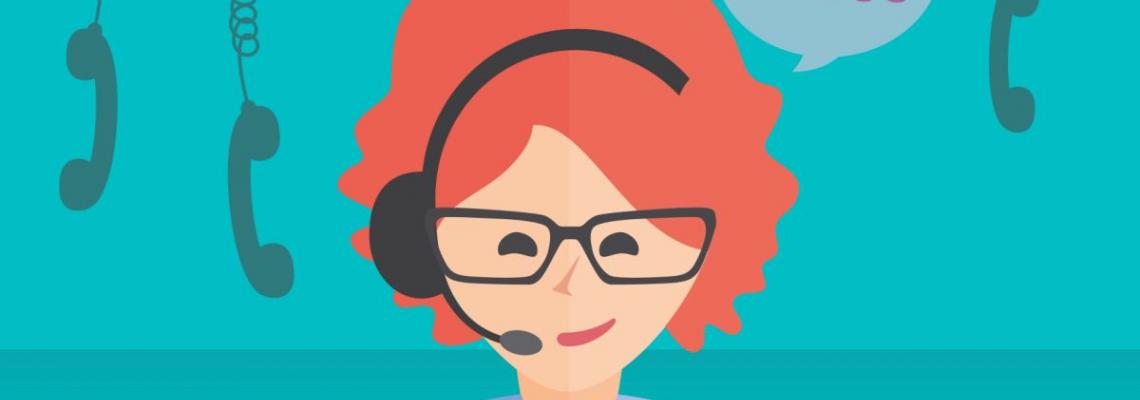 Volto di donna con cuffie telefoniche