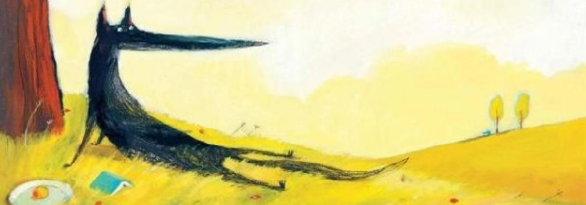 un lupo nero disegnato
